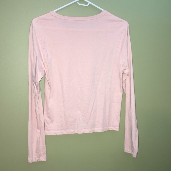 Design Lab Lord & Taylor Pink Tie Front Fitted Blouse - Picture 6 of 7